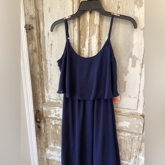 Show Me Your Mumu Caitlin Ruffle Maxi Dress SZ XS Navy Crisp - NWT! - Picture 5 of 11